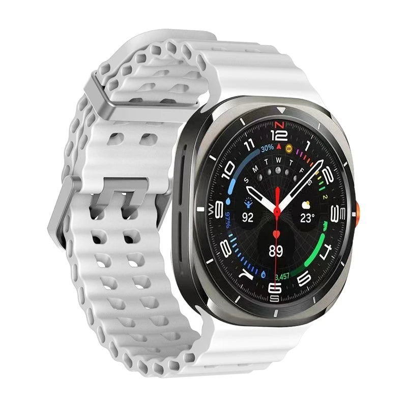 24mm Samsung Galaxy Watch Ultra Strap/Band (47mm) | White Silicone Sports Strap/Band